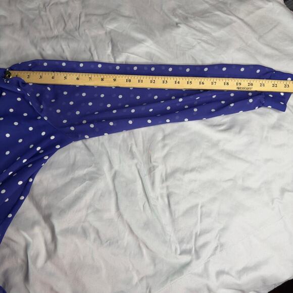 Anne Klein Women's Polka Dot Chiffon Button-Up Blouse Purple Size M - Picture 13 of 13